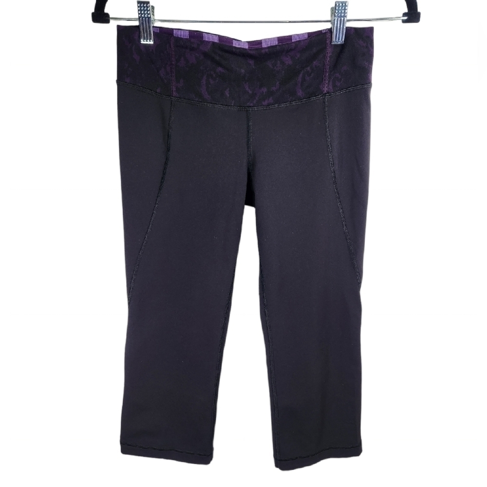 Lululemon Crop Straight Leg Leggings Womens 4 Black Purple